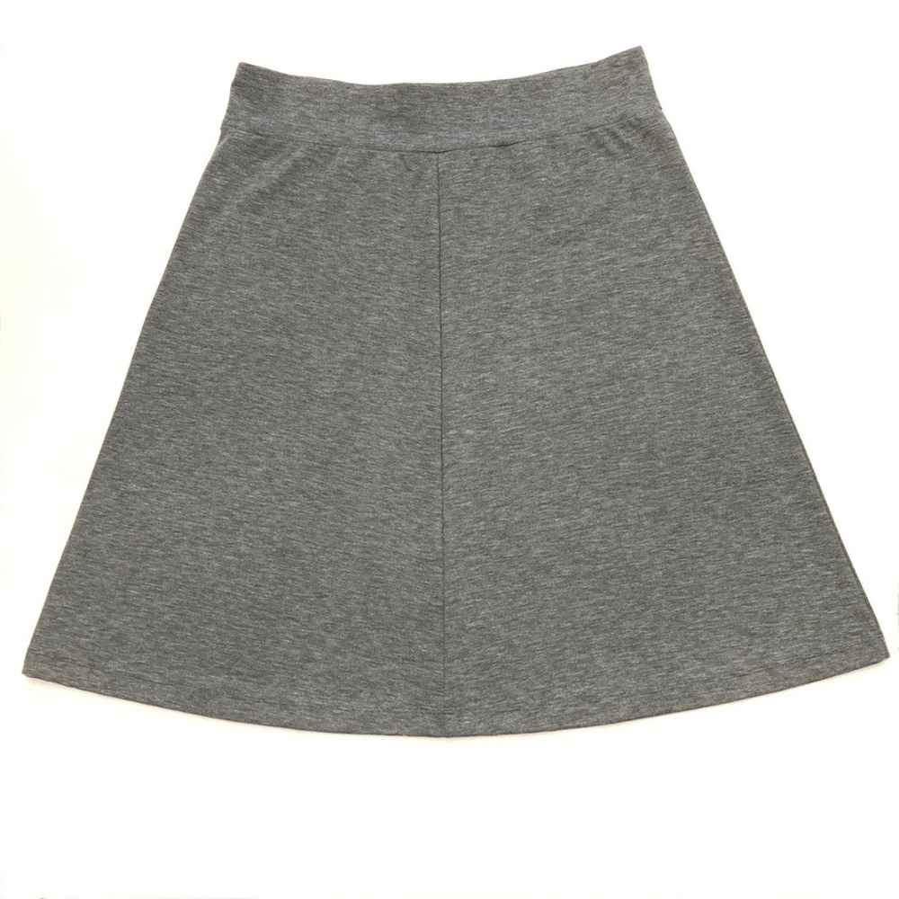 Lands' End A Line Skirt Heather Gray Womens L 14-16 Stretch Travel Elastic Waist